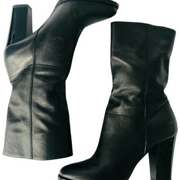 JIMMY CHOO Black Leather Music Pull On Mid Calf Boot - Picture 4 of 11